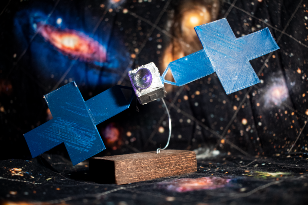 A 3D printed model of the Psyche Spacecraft