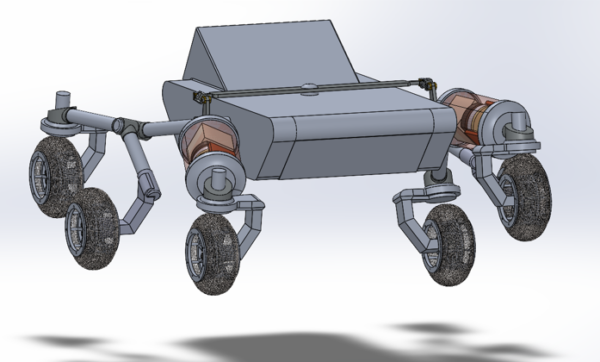 This is a model showing a six-wheeled design for a potential robotic explorer.